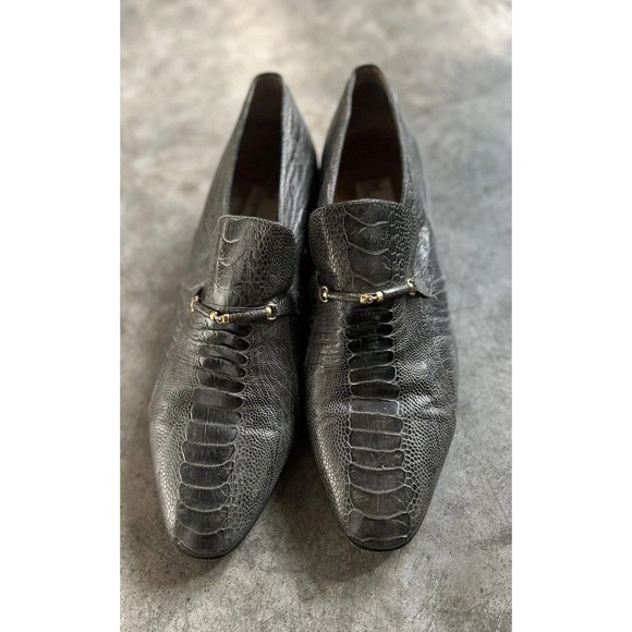 Moreschi Ostrich Leather Loafers Made In Italy Men's Size 13 - Picture 2 of 16